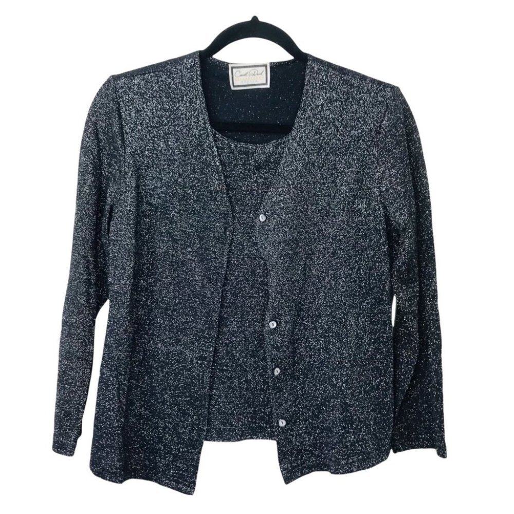 CARROLL REED Sparkle Black  Layered Cardigan